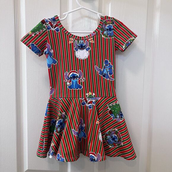 Wild Rich Kids WRK Disney Christmas Stitch Skirted Leotard Dress Girls Size 5/6 - Picture 12 of 16